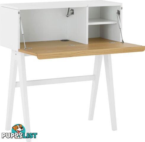 VALEN Study Desk 96cm - White & Oak - 123005 - 9334719000299