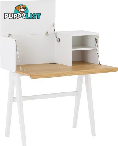 VALEN Study Desk 96cm - White & Oak - 123005 - 9334719000299