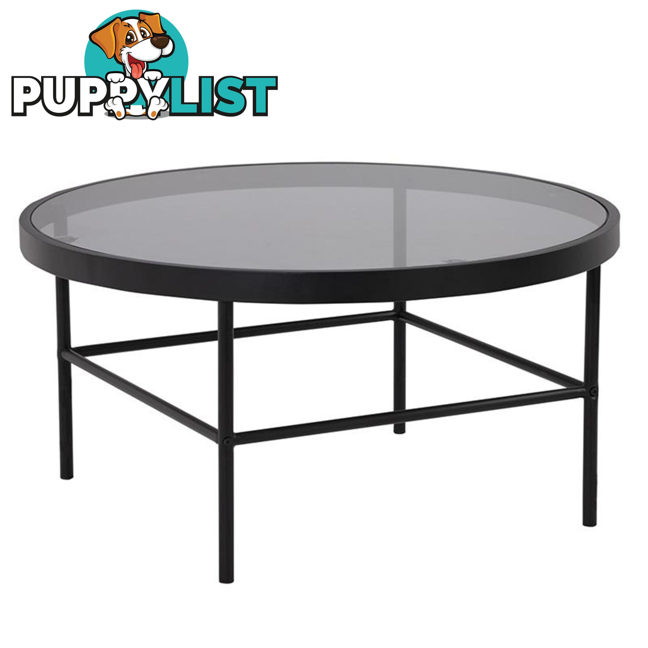 CASHEL Round Coffee Table 80cm - Smoke & Black - 132039 - 9334719000527