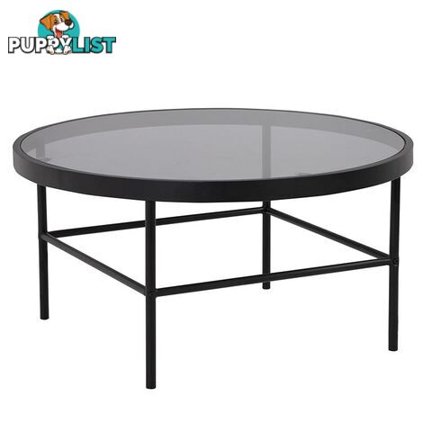 CASHEL Round Coffee Table 80cm - Smoke & Black - 132039 - 9334719000527