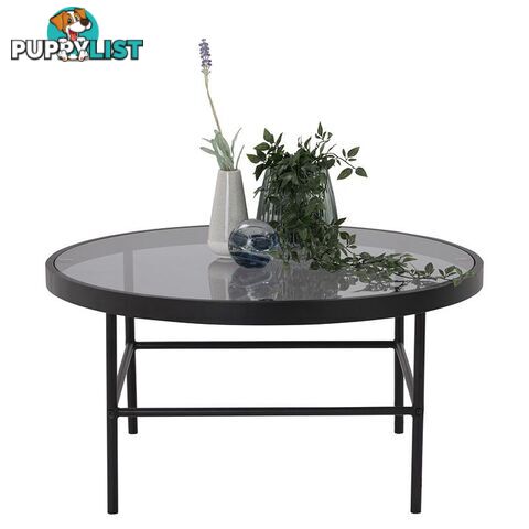 CASHEL Round Coffee Table 80cm - Smoke & Black - 132039 - 9334719000527