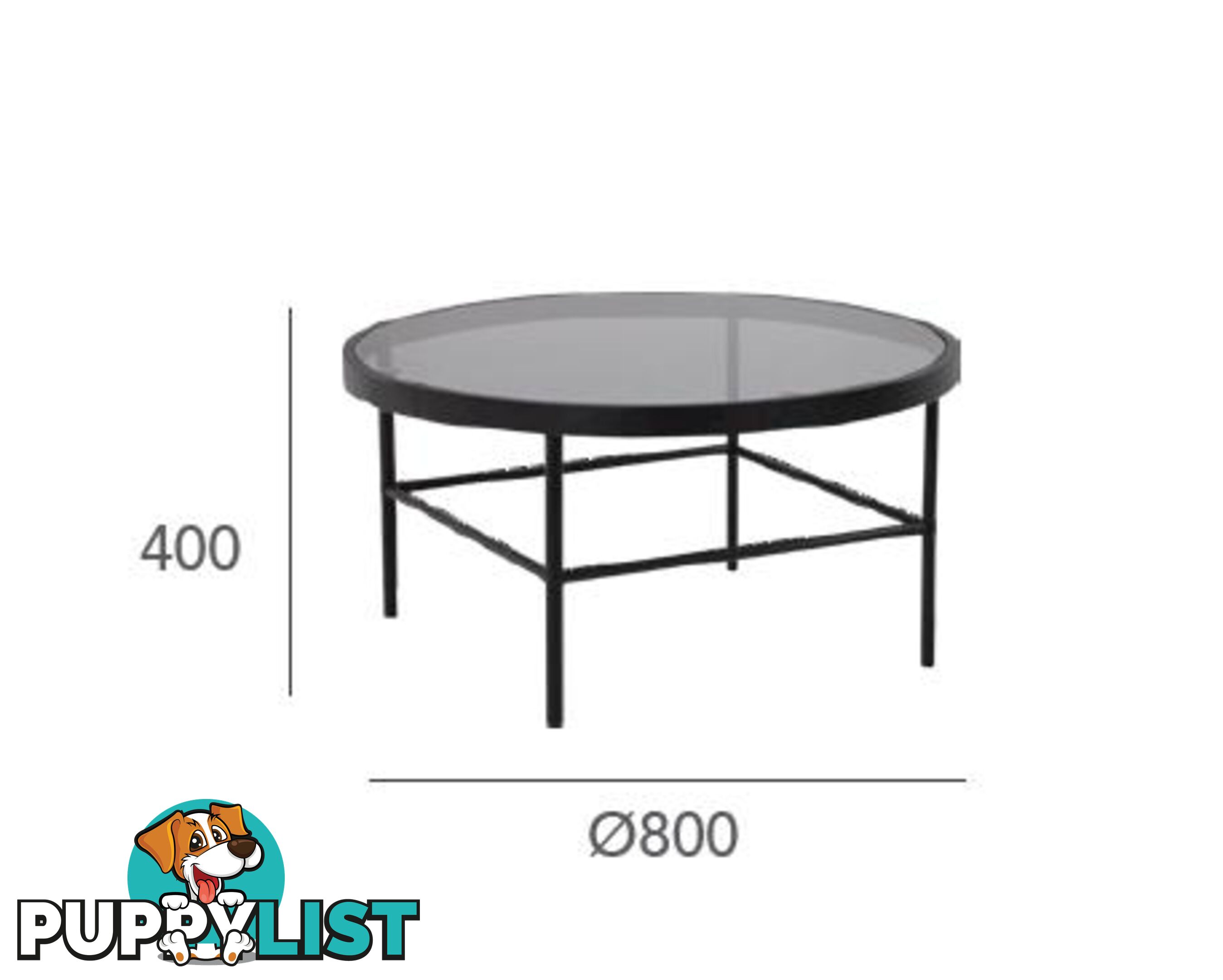 CASHEL Round Coffee Table 80cm - Smoke & Black - 132039 - 9334719000527