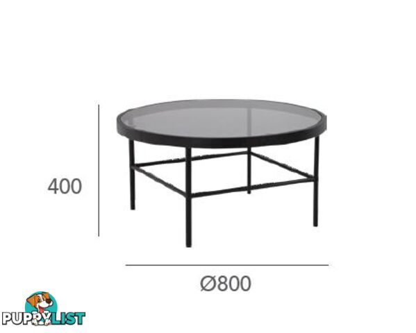 CASHEL Round Coffee Table 80cm - Smoke & Black - 132039 - 9334719000527