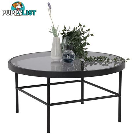 CASHEL Round Coffee Table 80cm - Smoke & Black - 132039 - 9334719000527