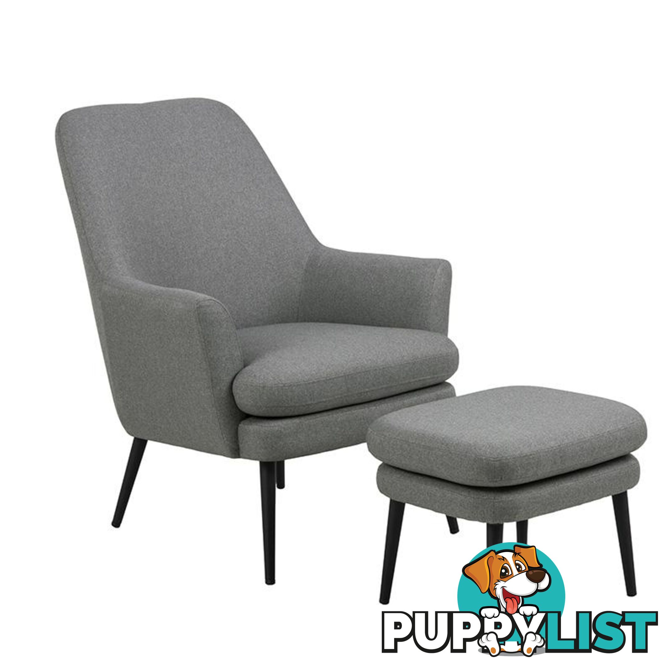 KENDRA Lounge Chair with Footstool - Grey - AC-0000088240 - 5713941137616