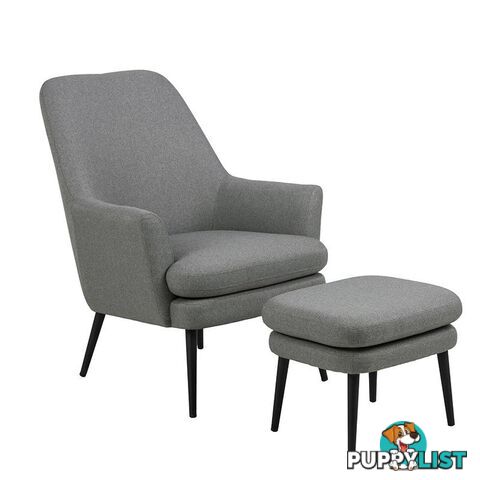 KENDRA Lounge Chair with Footstool - Grey - AC-0000088240 - 5713941137616