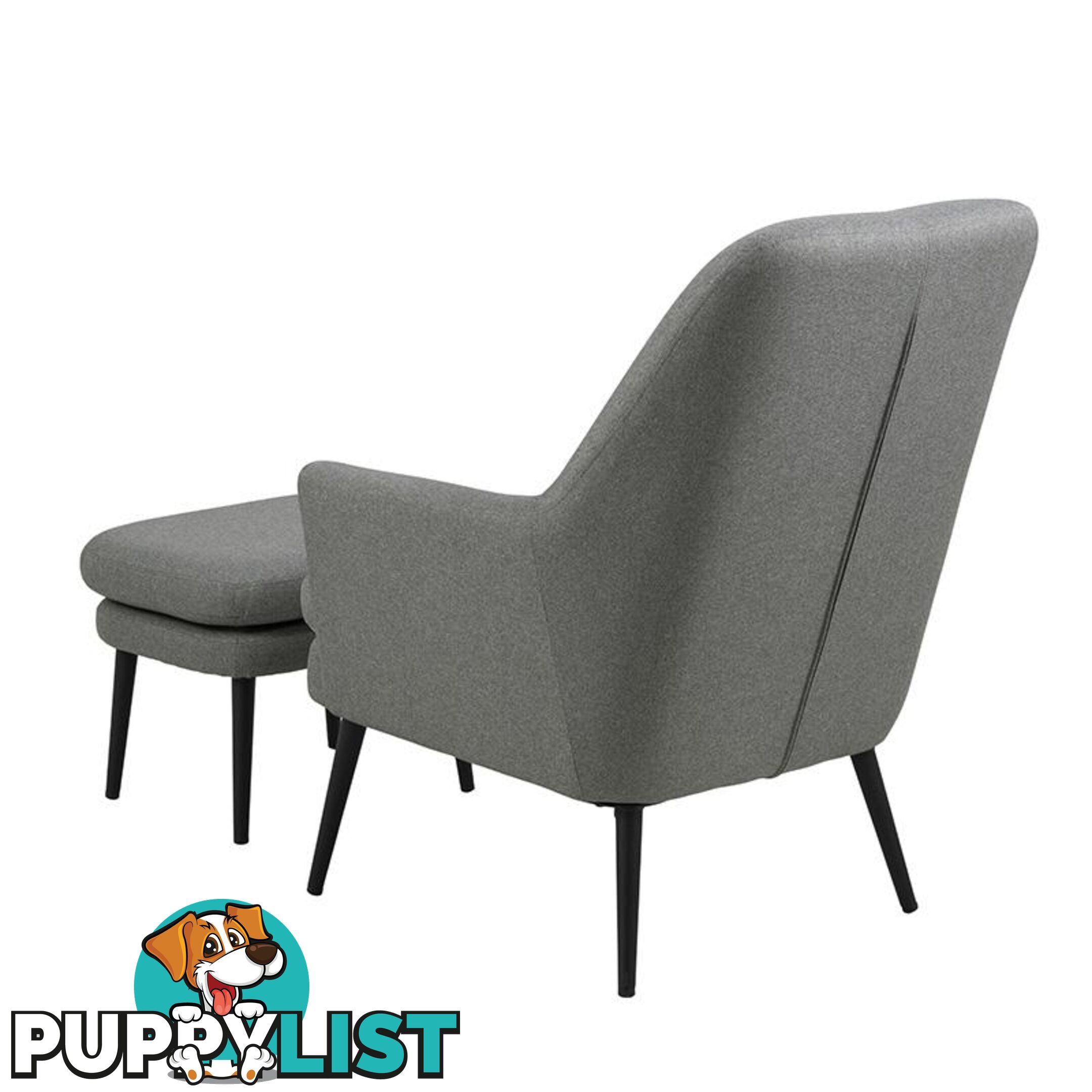 KENDRA Lounge Chair with Footstool - Grey - AC-0000088240 - 5713941137616