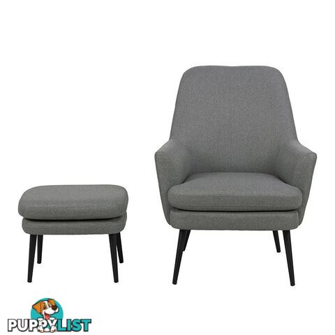 KENDRA Lounge Chair with Footstool - Grey - AC-0000088240 - 5713941137616