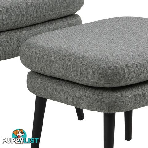 KENDRA Lounge Chair with Footstool - Grey - AC-0000088240 - 5713941137616