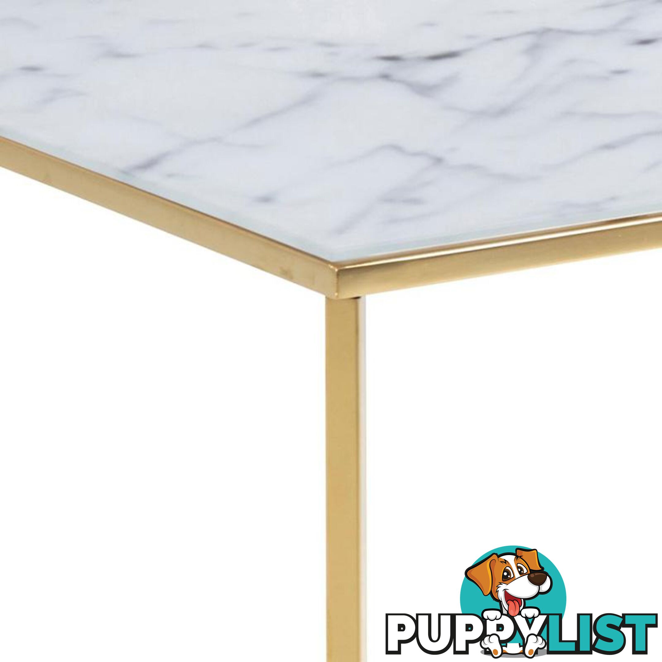 KOLINA Glass Coffee Table 80cm - White & Golden Chrome - AC-0000062030 - 5705994837193