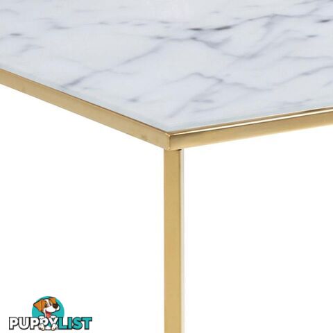 KOLINA Glass Coffee Table 80cm - White & Golden Chrome - AC-0000062030 - 5705994837193