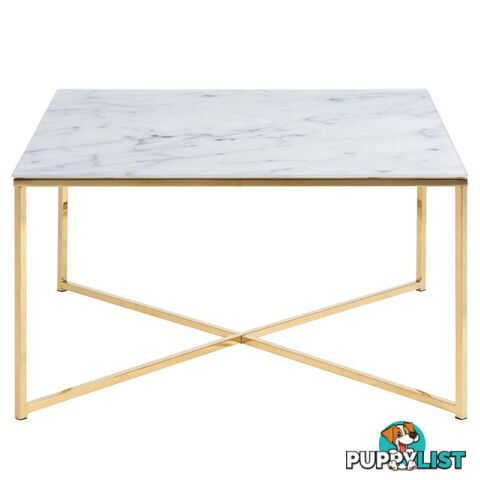 KOLINA Glass Coffee Table 80cm - White & Golden Chrome - AC-0000062030 - 5705994837193