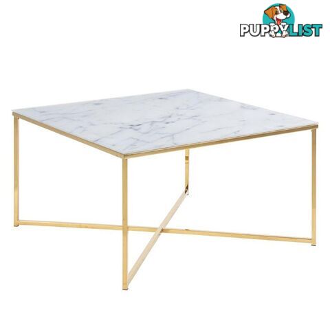 KOLINA Glass Coffee Table 80cm - White & Golden Chrome - AC-0000062030 - 5705994837193