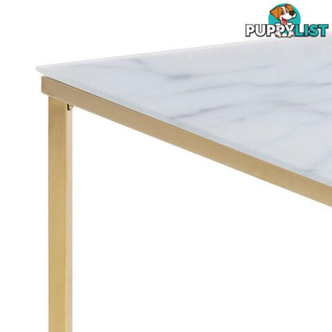 KOLINA Glass Coffee Table 80cm - White & Golden Chrome - AC-0000062030 - 5705994837193