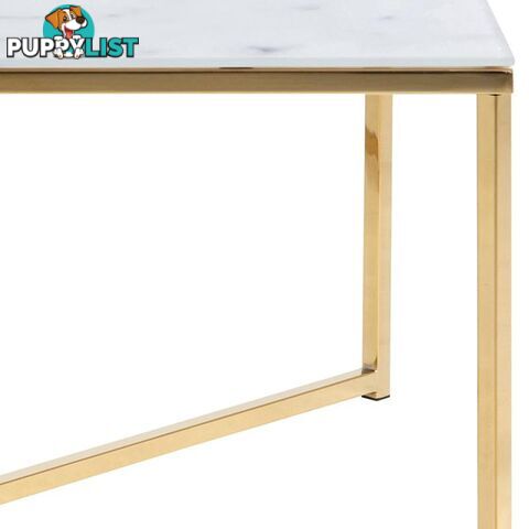 KOLINA Glass Coffee Table 80cm - White & Golden Chrome - AC-0000062030 - 5705994837193