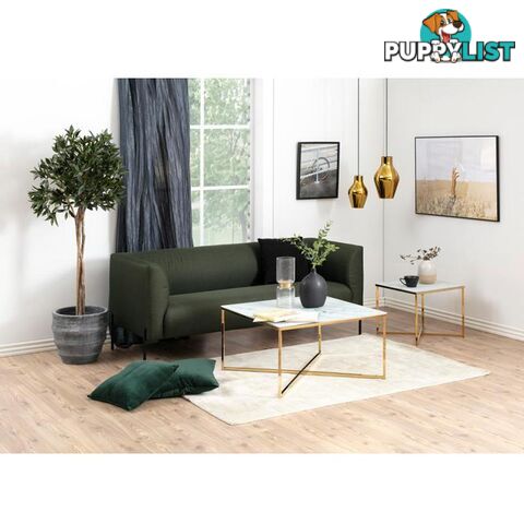 KOLINA Glass Coffee Table 80cm - White & Golden Chrome - AC-0000062030 - 5705994837193