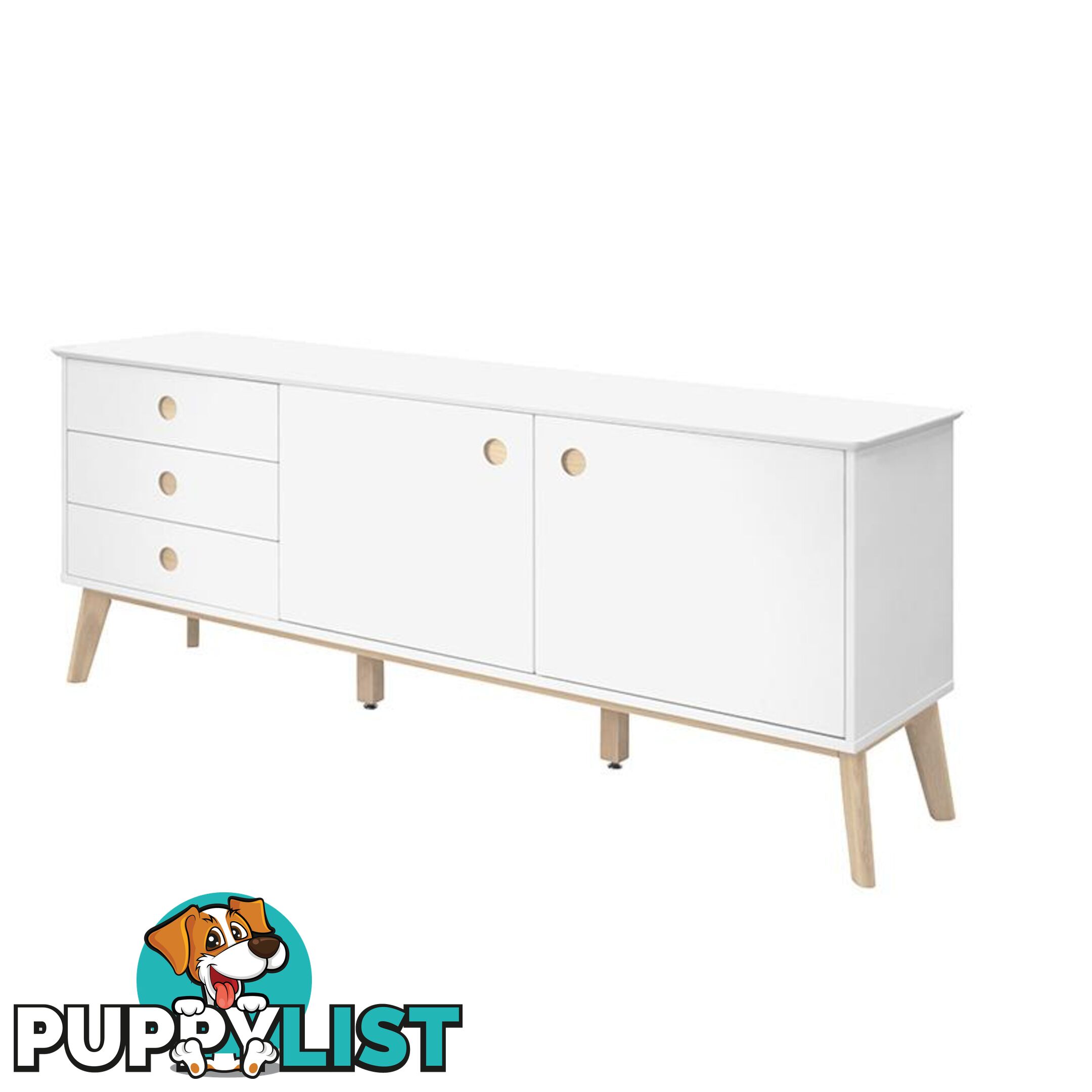 SABINE Sideboard 180cm - White/Natural - AC-91721-1 - 5705994999631