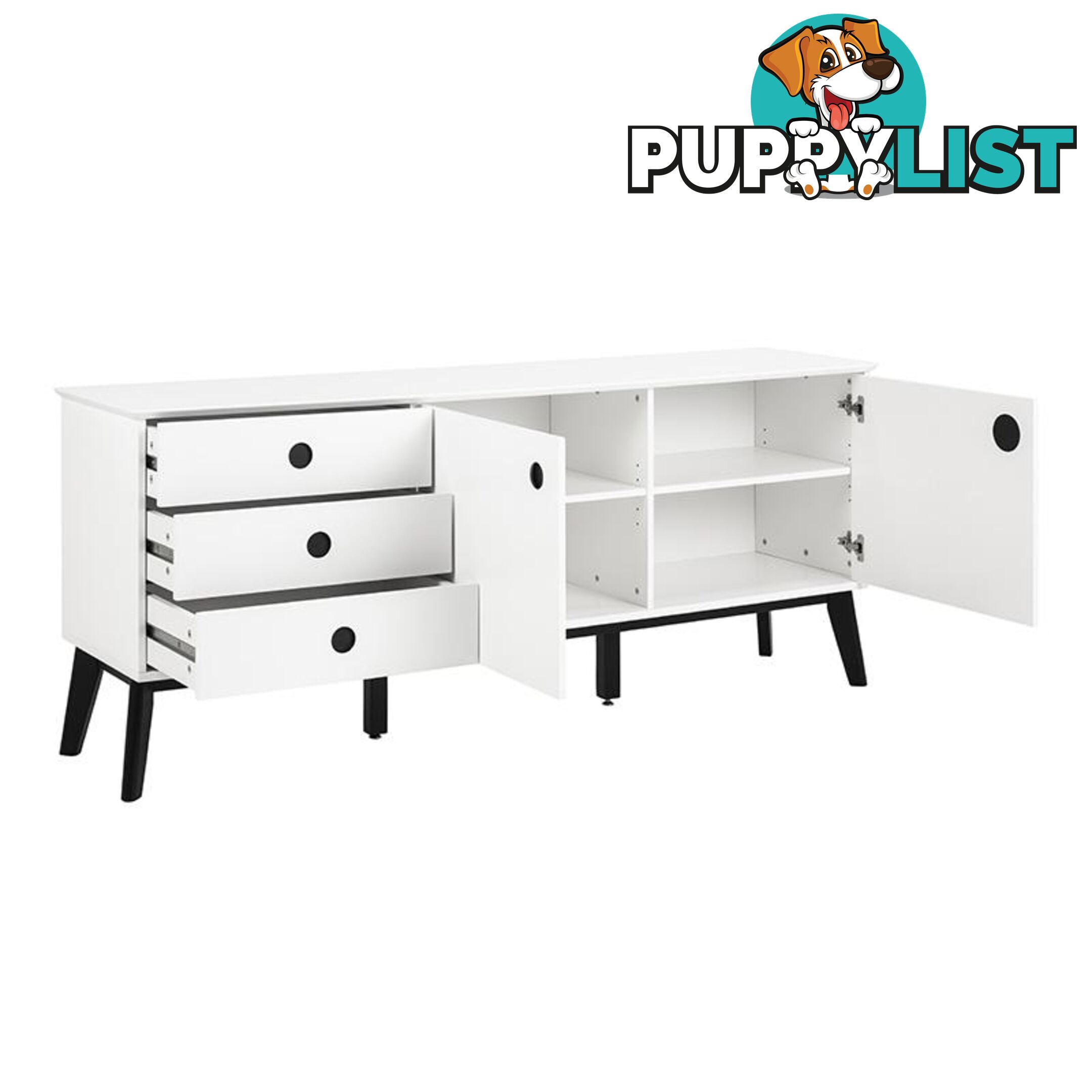 SABINE Sideboard 180cm - White/Natural - AC-91721-1 - 5705994999631