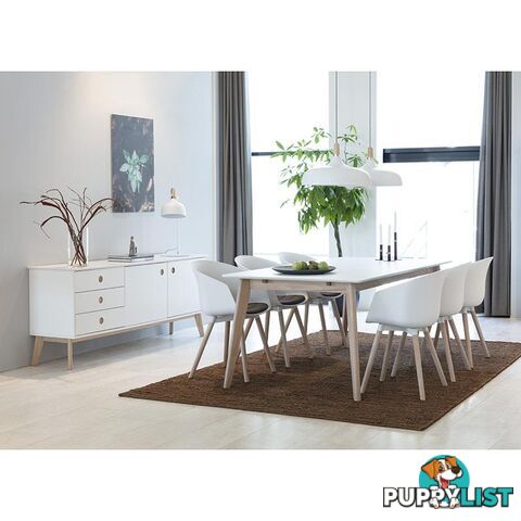 SABINE Sideboard 180cm - White/Natural - AC-91721-1 - 5705994999631