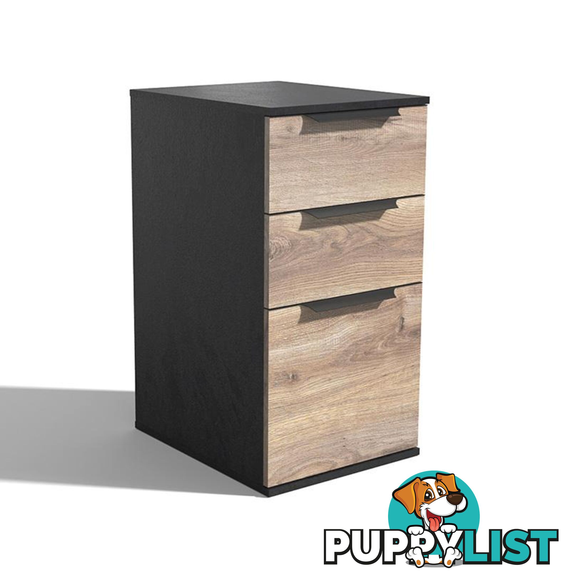 TRIBECA 3 Drawer Filing Cabinet - Warm Oak & Black - WF-N06 - 9334719011547