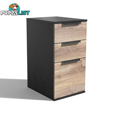 TRIBECA 3 Drawer Filing Cabinet - Warm Oak & Black - WF-N06 - 9334719011547