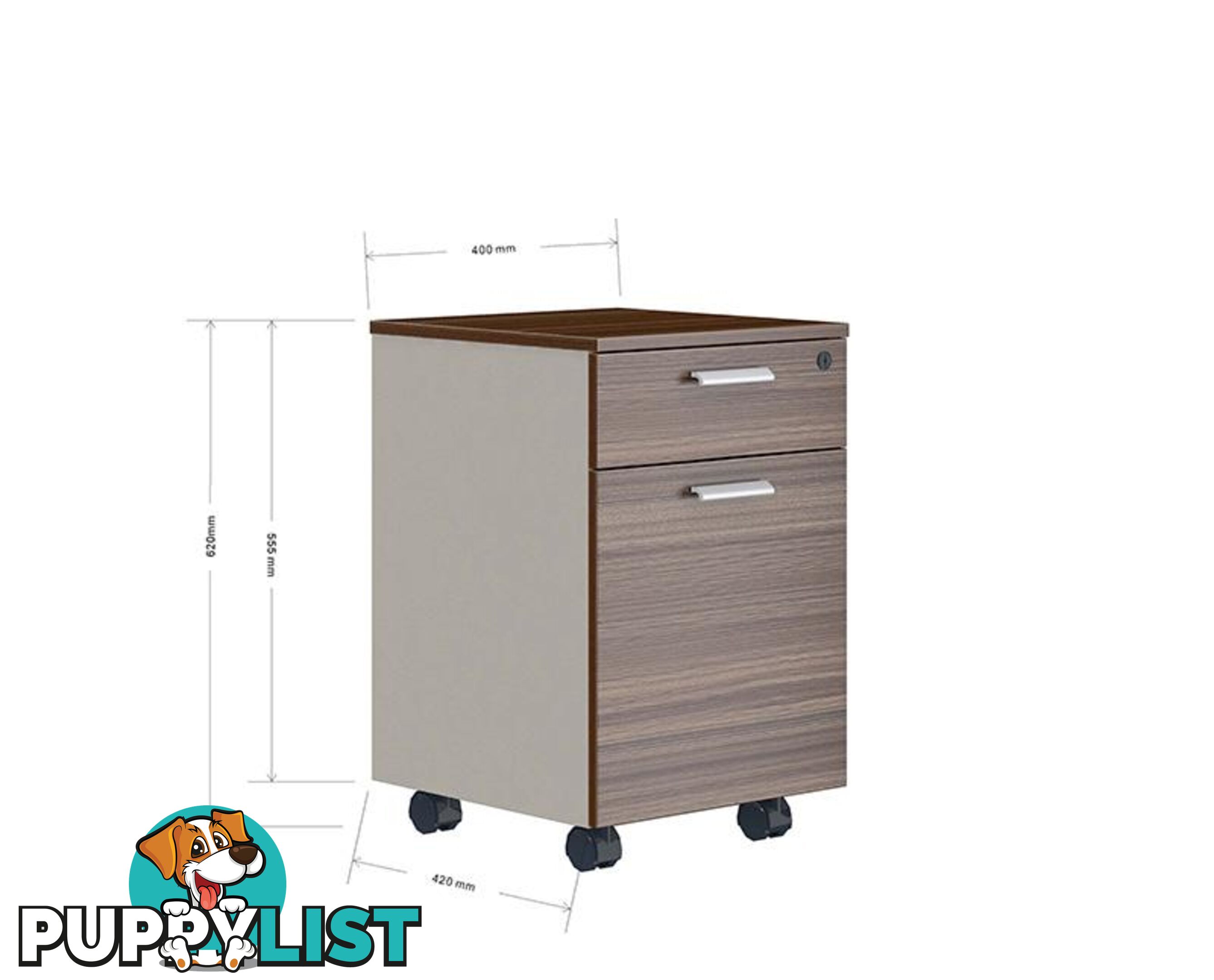 ANDERS Mobile Drawer Cabinet 40cm - Australian Gold Oak & Beige - DF-TIAN-H0101 - 9334719011202