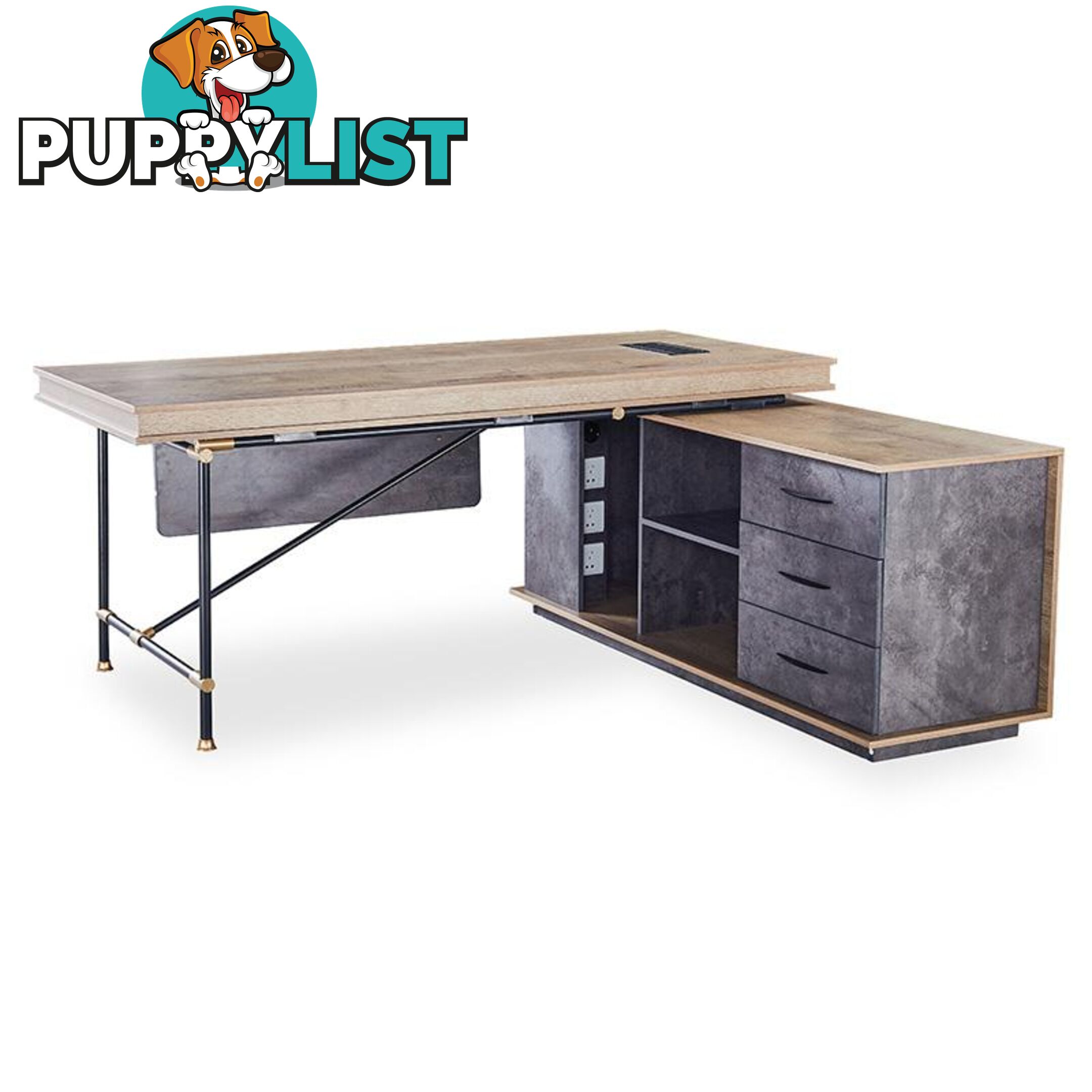 PARKER Executive Office Desk with Right Return 1.8M - Tobacco - WF-PW001A-R - 9334719004389