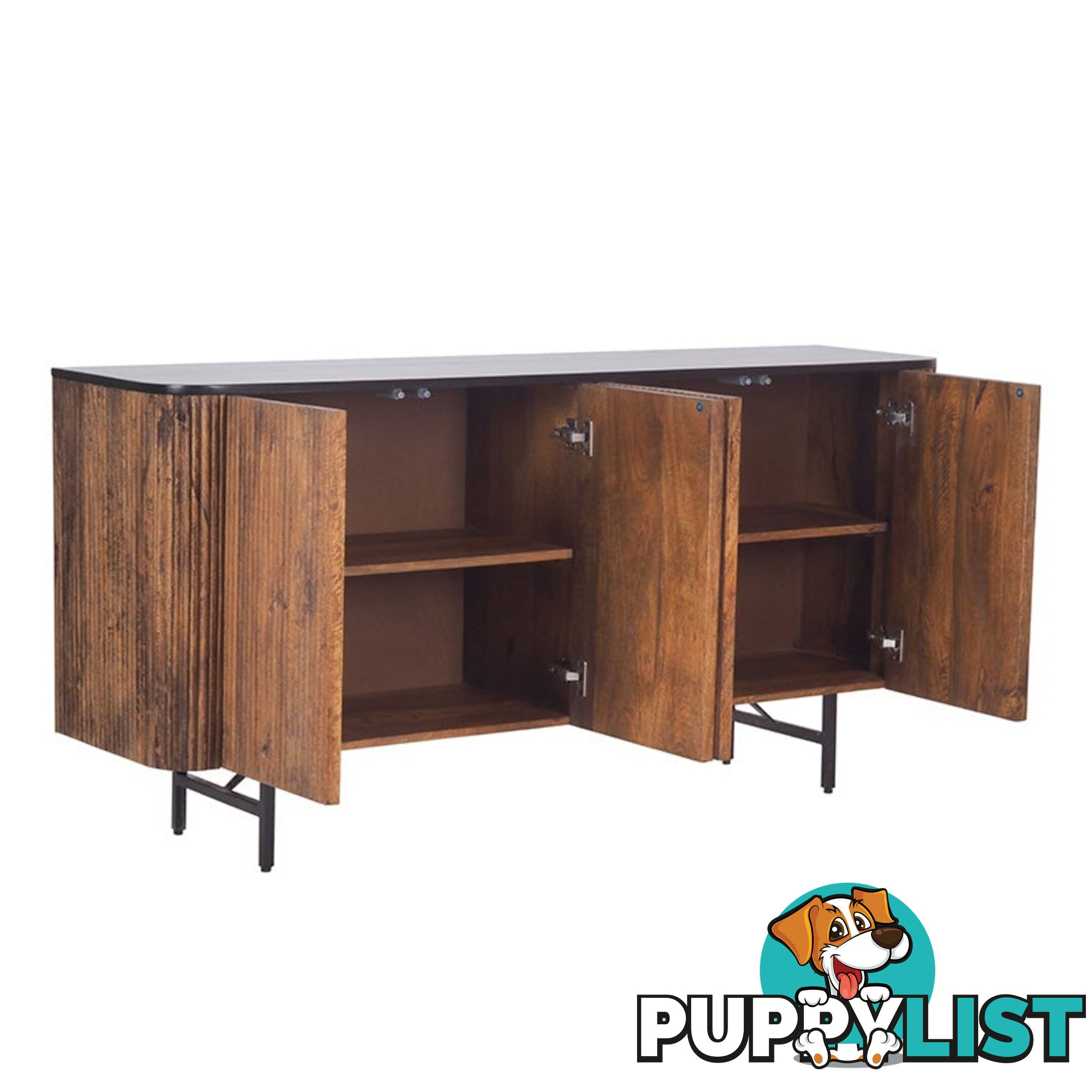 KAASNI Sideboard 160 cm Solid Mango Wood - Honey & Black - LX-2101 - 9334719011967