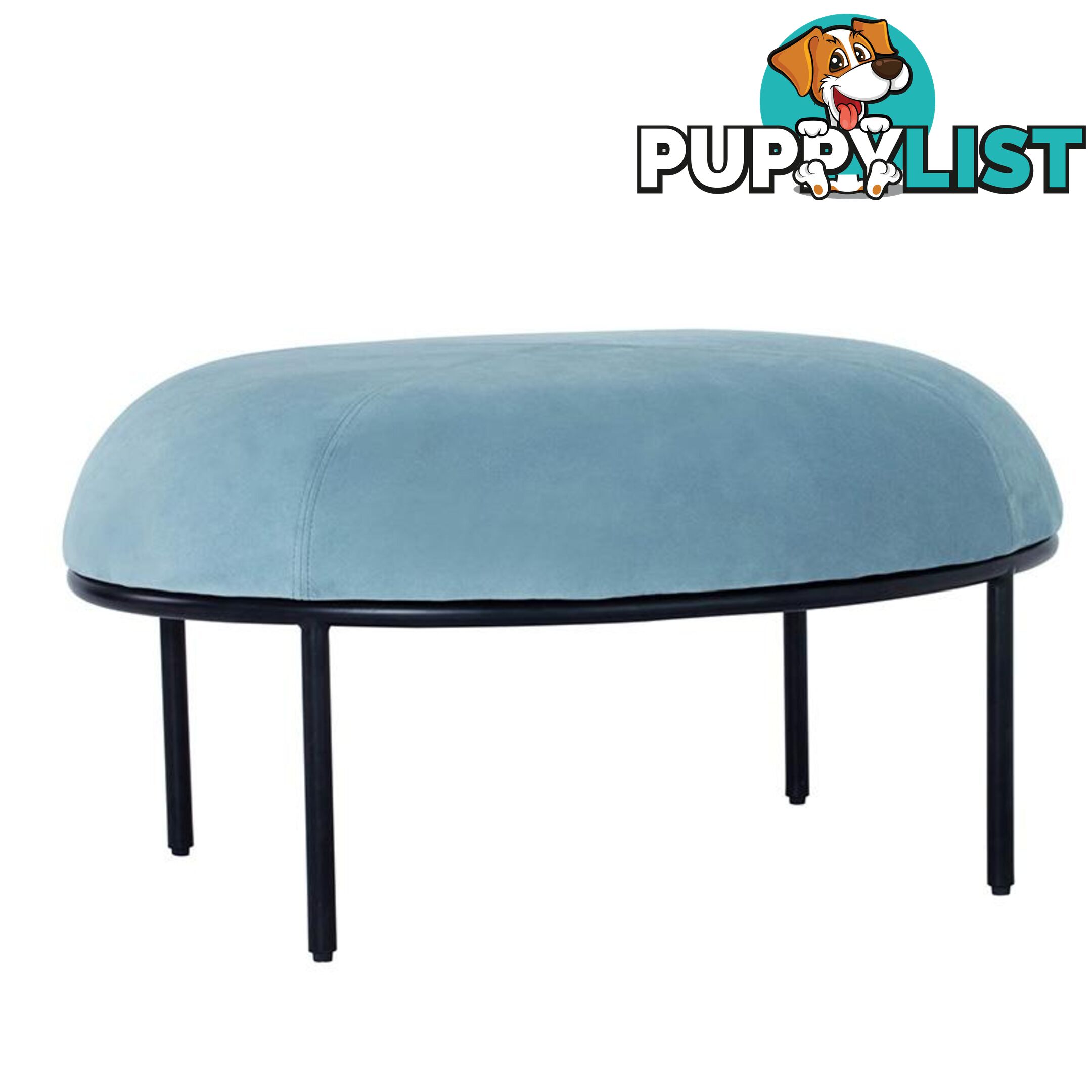 VAMOS Oval Footstool/ Ottoman 80cm - Jade & Black - 236074 - 9334719007212