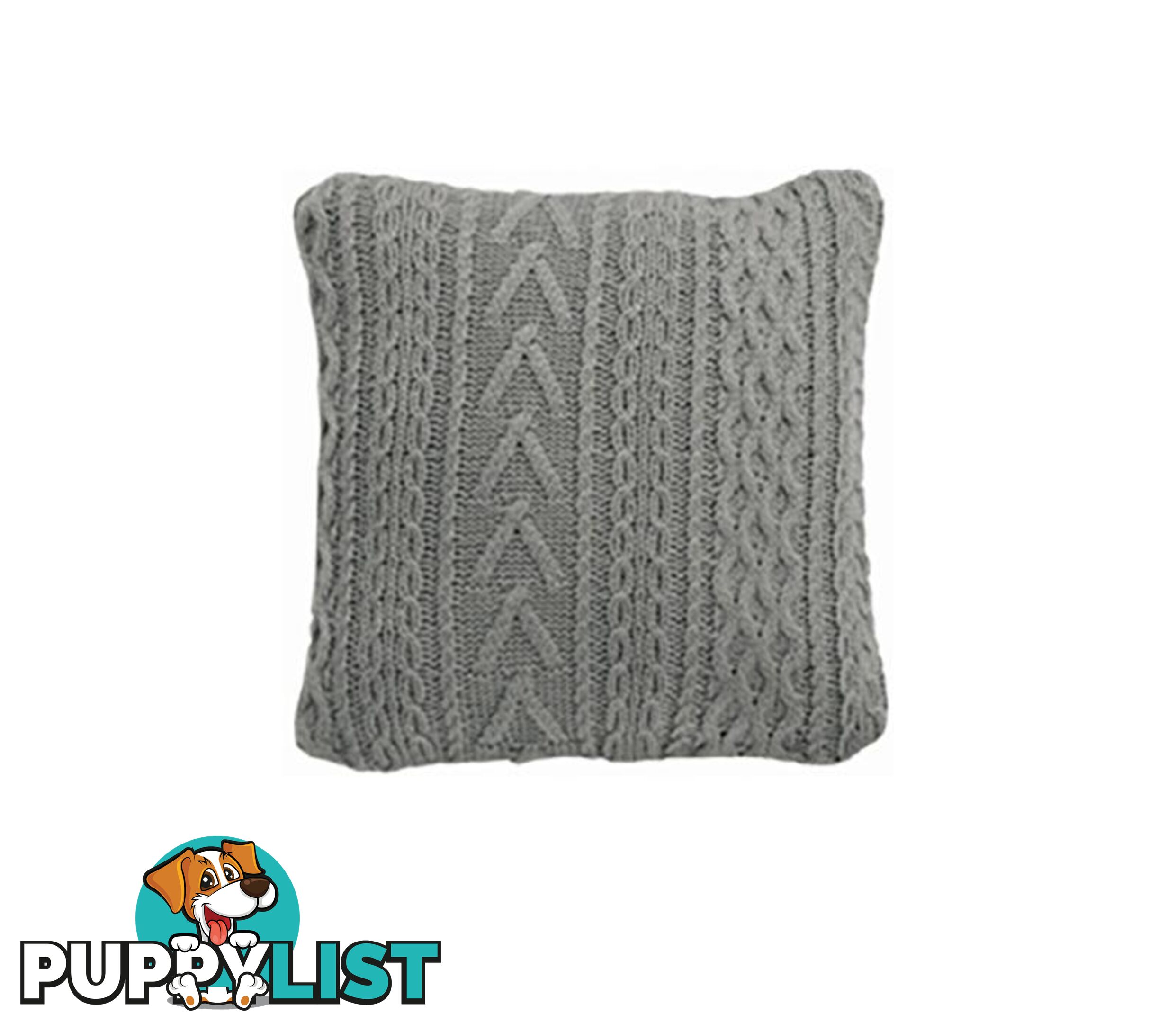 Sakura Light Grey Cable Knit Cushion - 31015 - 9334719008714