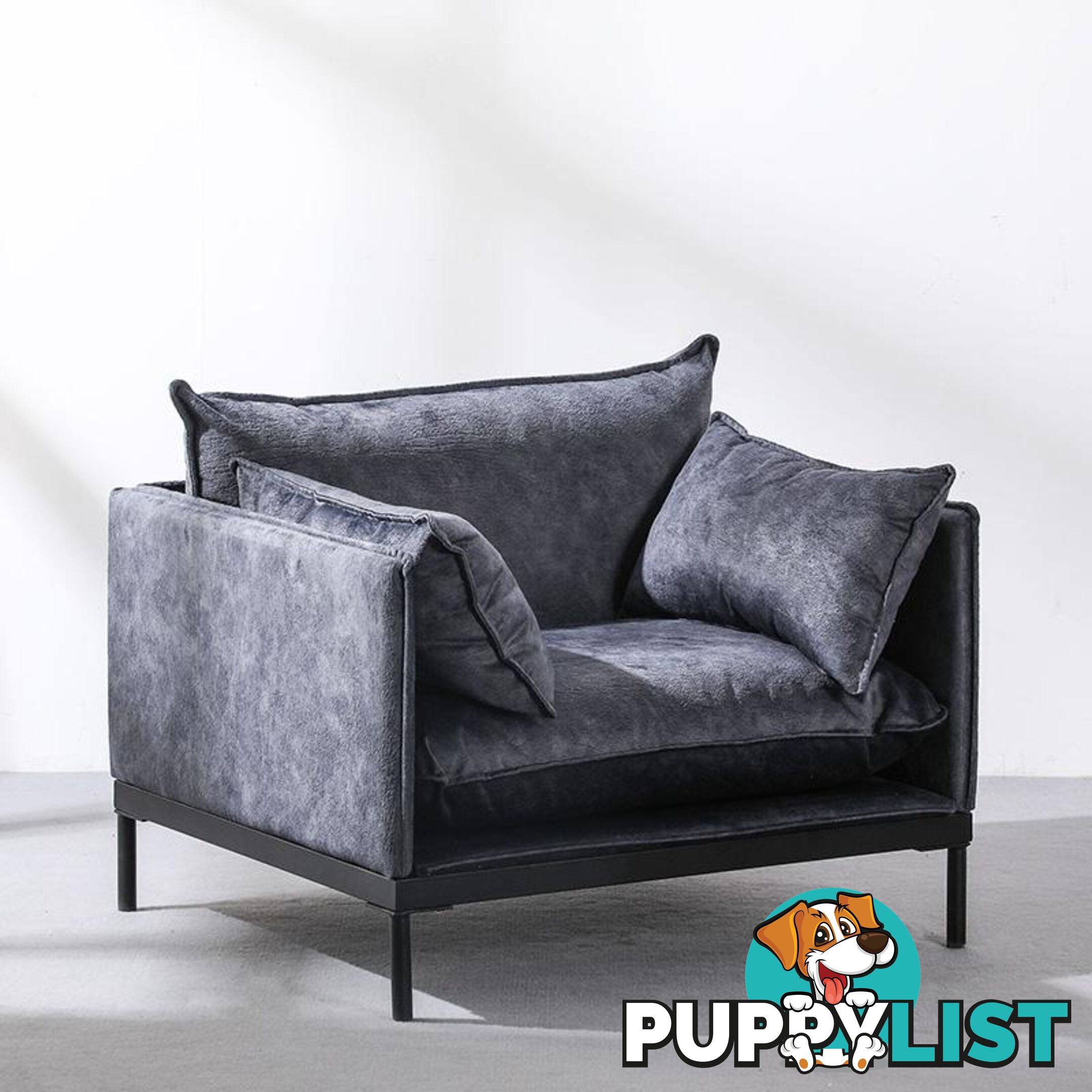 SINCLAIR Single Seater Sofa in Charcoal - BB-S005-MB - 9334719011073