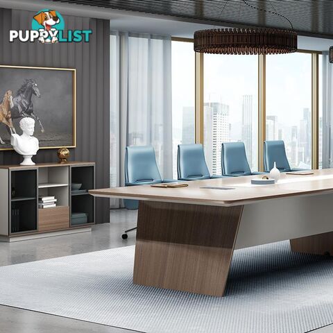 ANDERS Boardroom Table 2.4M - Australian Gold Oak & Beige - DF-TIAN-C0124 - 9334719011158