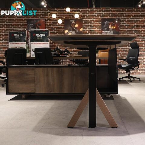 EASTON 2.0 - Sit Stand Electric Lift Executive Desk with Left Return 2.2m - Warm Oak & Black - WF-N2805-L-SU - 9334719010250