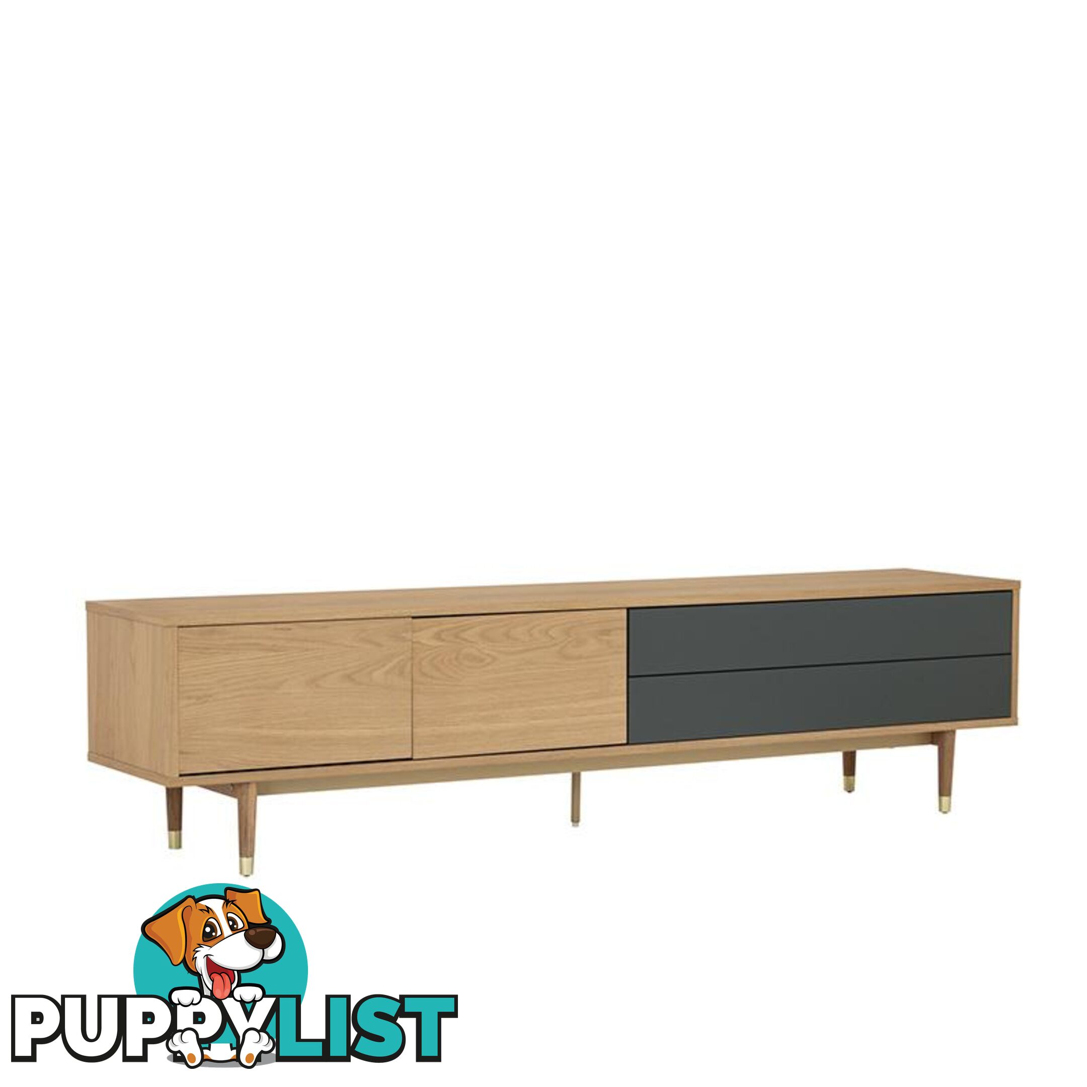 HOUSTON Entertainment TV Unit 200cm -  Natural & Grey - 336022 - 9334719003795