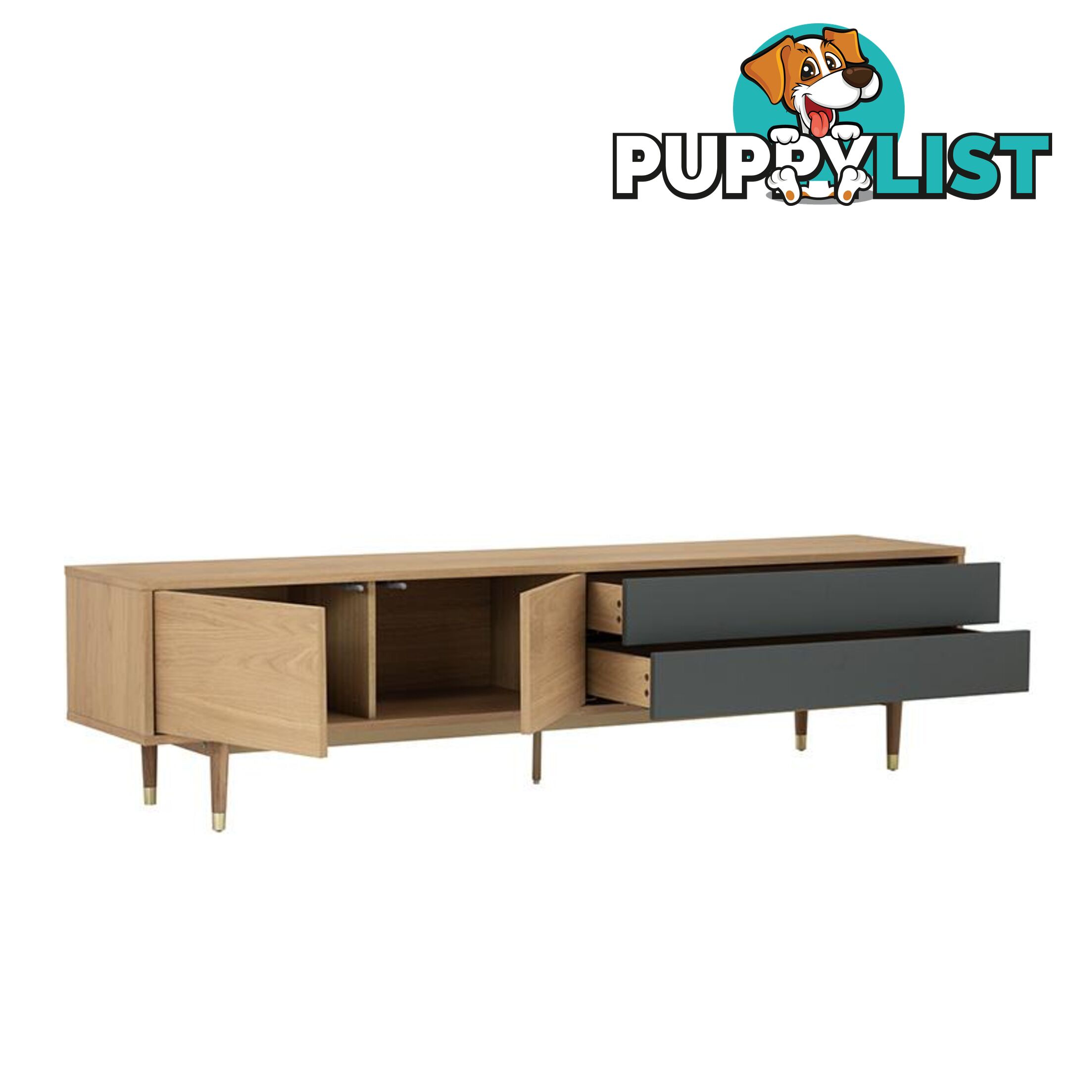 HOUSTON Entertainment TV Unit 200cm -  Natural & Grey - 336022 - 9334719003795