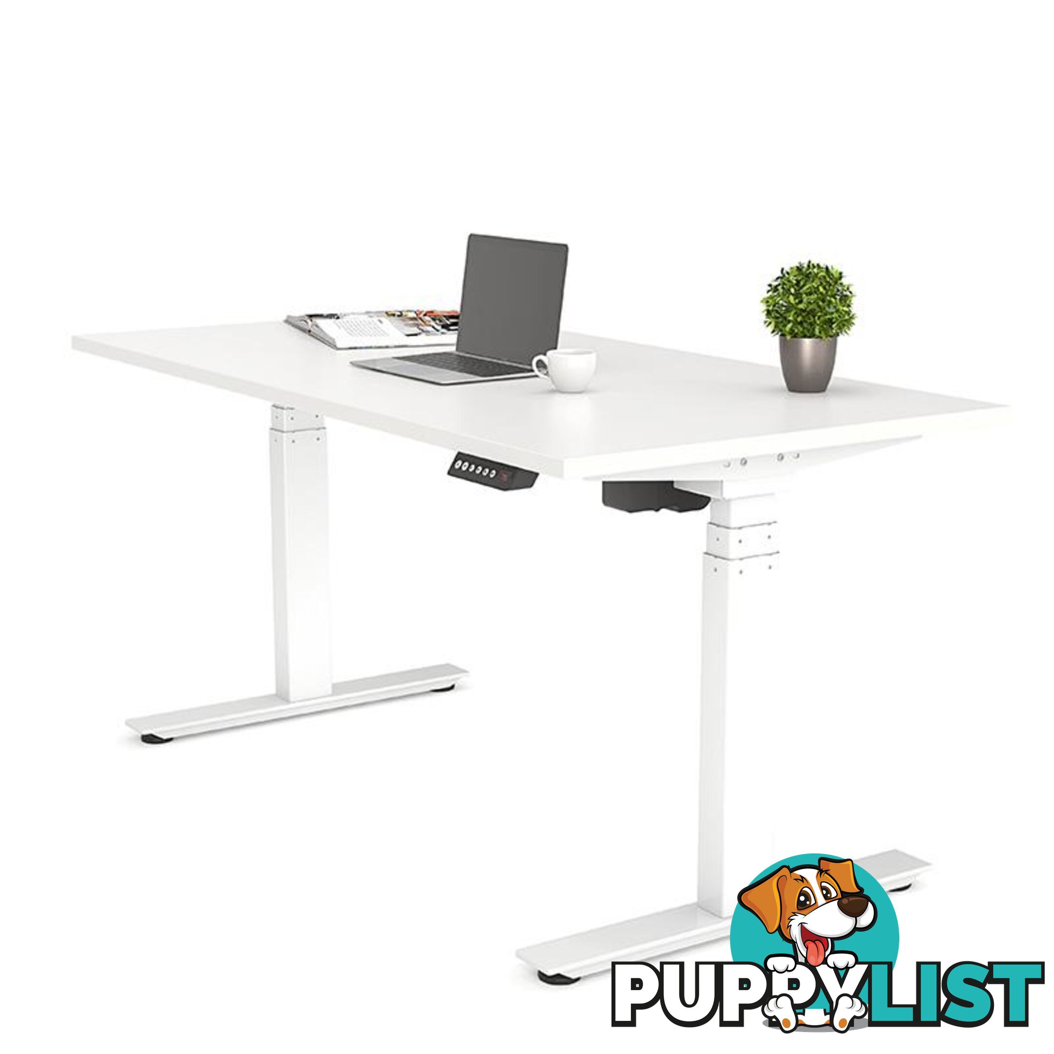 AGILE PRO Electric 2 Column Sit Standing Desk - 1200mm to 1800mm - White & Black - OG_AGE2SSD168