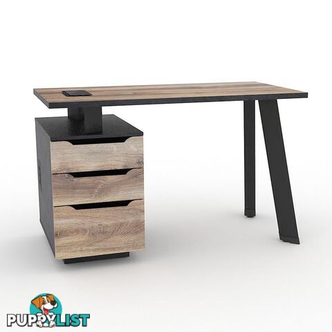 ARTO Single Workstation Desk with Left Cabinet 1.2M - Warm Oak & Black - WF-NW007-L - 9334719004259