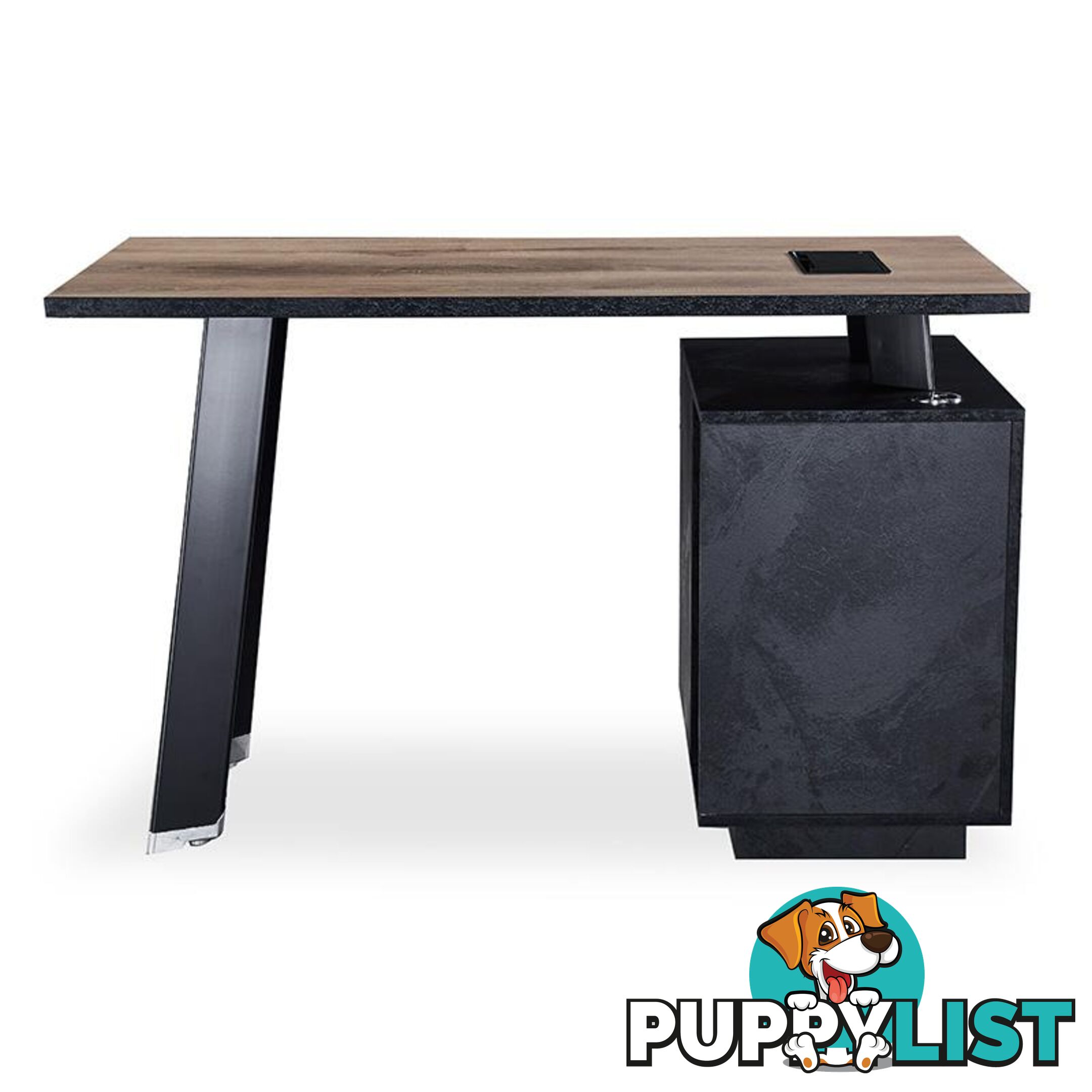 ARTO Single Workstation Desk with Left Cabinet 1.2M - Warm Oak & Black - WF-NW007-L - 9334719004259