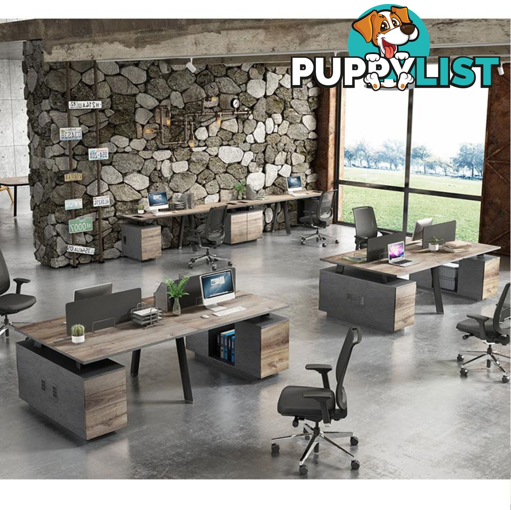 ARTO Single Workstation Desk with Left Cabinet 1.2M - Warm Oak & Black - WF-NW007-L - 9334719004259