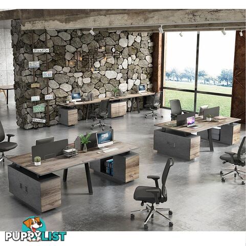 ARTO Single Workstation Desk with Left Cabinet 1.2M - Warm Oak & Black - WF-NW007-L - 9334719004259