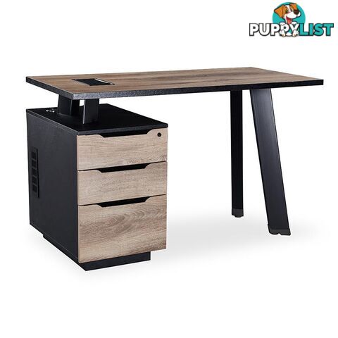 ARTO Single Workstation Desk with Left Cabinet 1.2M - Warm Oak & Black - WF-NW007-L - 9334719004259