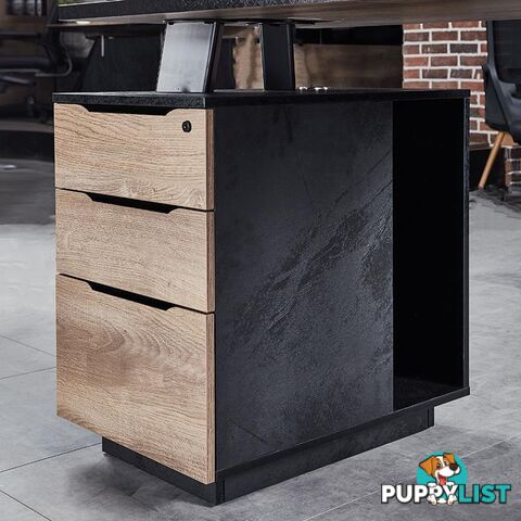 ARTO Single Workstation Desk with Left Cabinet 1.2M - Warm Oak & Black - WF-NW007-L - 9334719004259