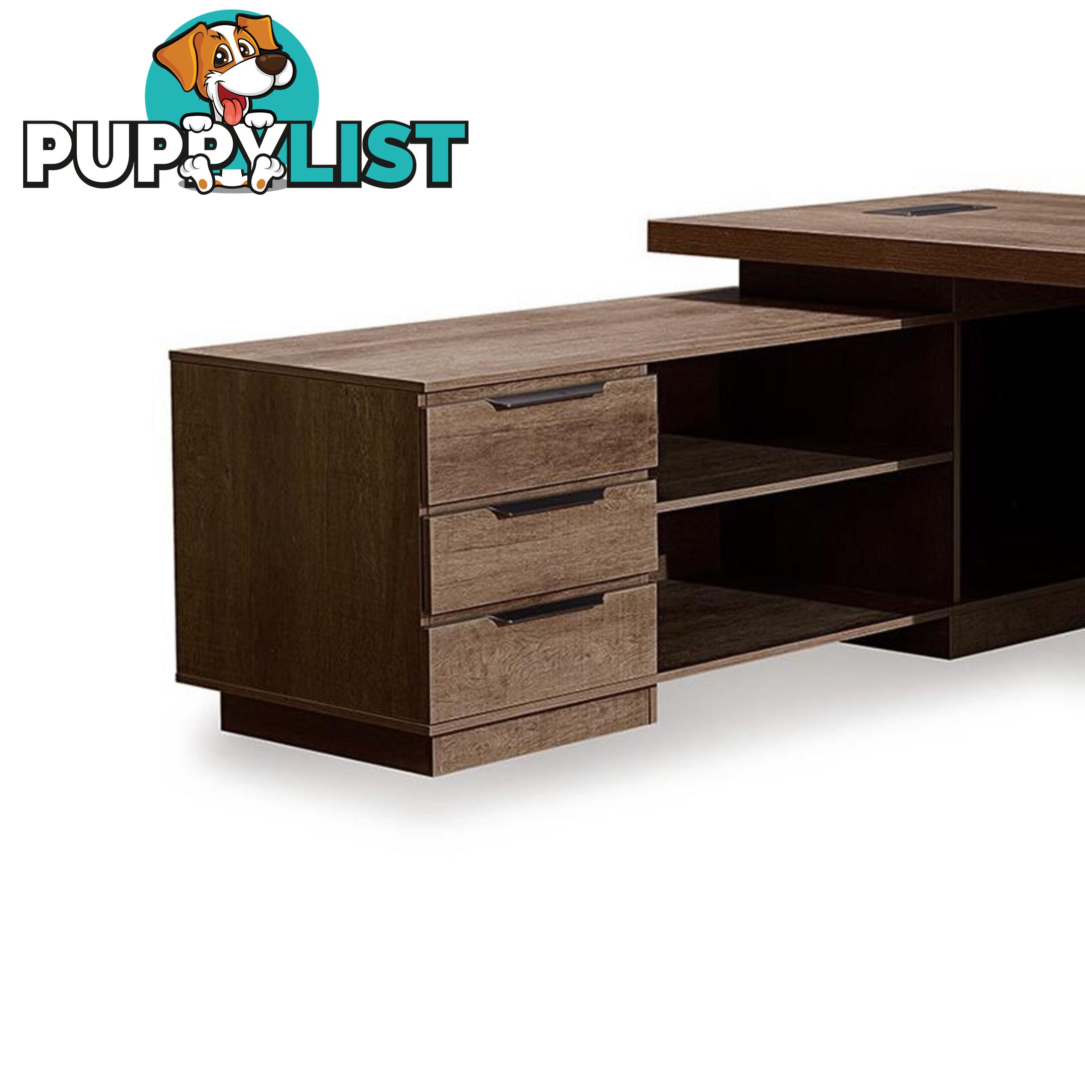 LARKIN Executive Desk with Left Return 2.4M - Warm Oak & Black - WF-M2503-L - 9334719011431