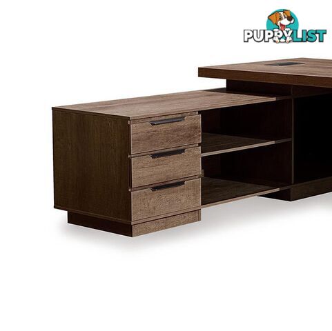 LARKIN Executive Desk with Left Return 2.4M - Warm Oak & Black - WF-M2503-L - 9334719011431