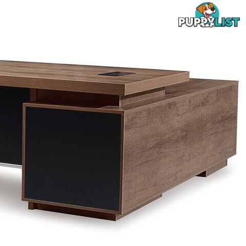 LARKIN Executive Desk with Left Return 2.4M - Warm Oak & Black - WF-M2503-L - 9334719011431