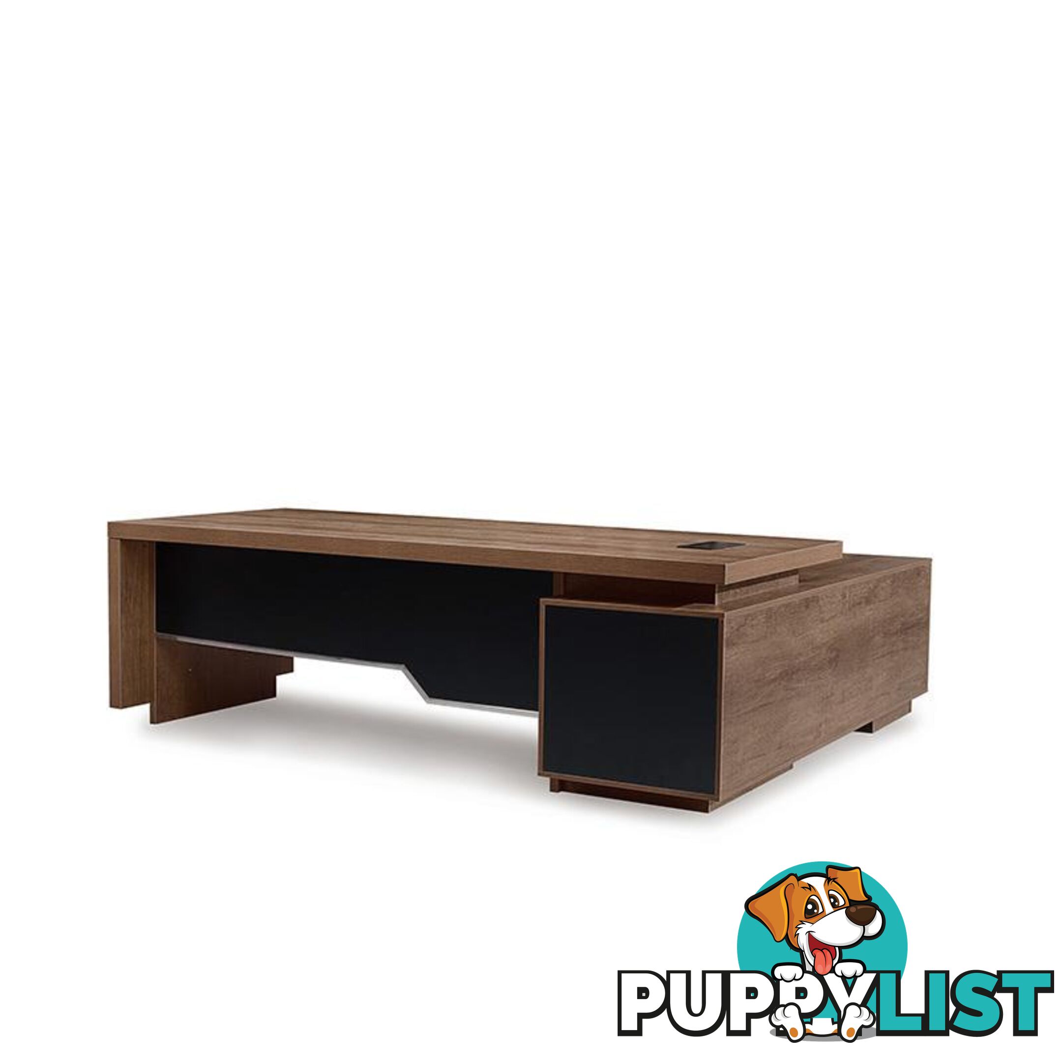 LARKIN Executive Desk with Left Return 2.4M - Warm Oak & Black - WF-M2503-L - 9334719011431