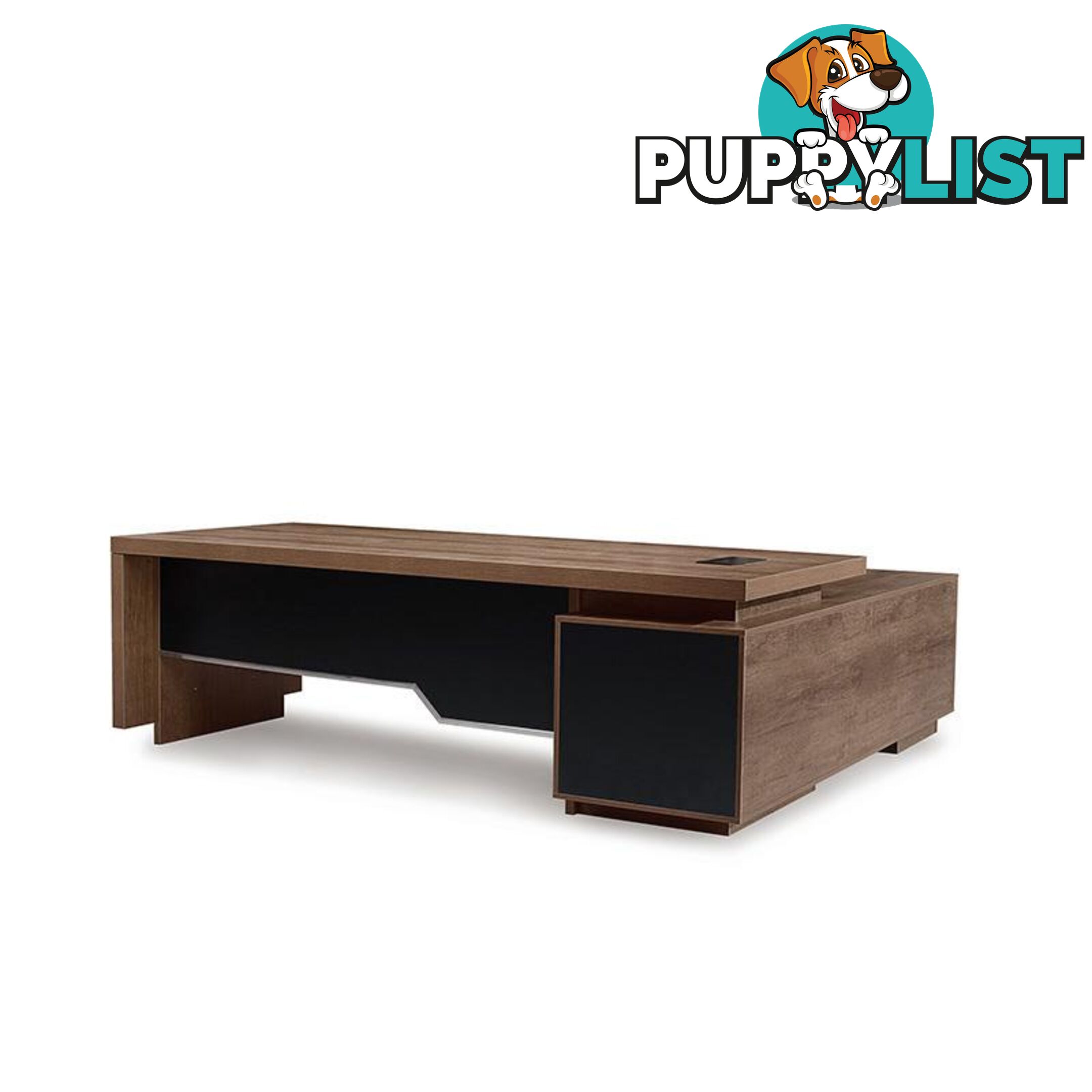 LARKIN Executive Desk with Left Return 2.4M - Warm Oak & Black - WF-M2503-L - 9334719011431