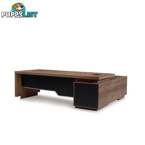 LARKIN Executive Desk with Left Return 2.4M - Warm Oak & Black - WF-M2503-L - 9334719011431