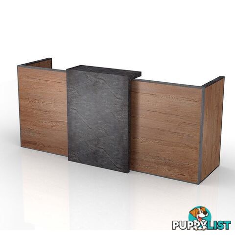 DEWITT Reception Desk 2.4M - Tobacco & Dark Concrete - WF-RT021 - 9334719004495