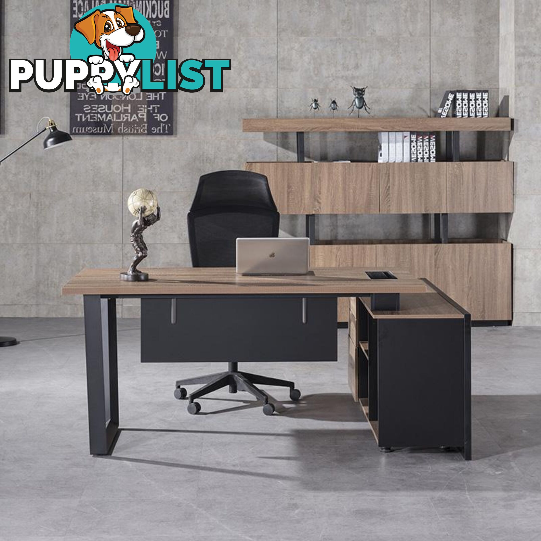 ADRIANO Executive Office Desk with Left Return 1.8M - Light Brown - WF-EW003-L - 9334719003825